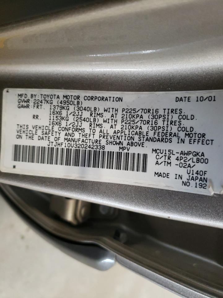 Photo 10 from auction – 2002 LEXUS RX 300 with VIN JTJHF10U320242338