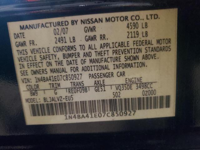 Photo 10 from auction – 2007 NISSAN MAXIMA SE with VIN 1N4BA41E07C850927
