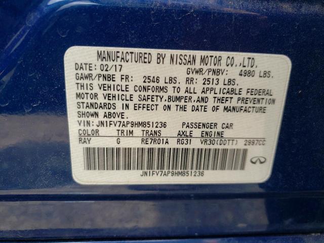 Photo 10 from auction – 2017 INFINITI Q50 RED SP with VIN JN1FV7AP9HM851236