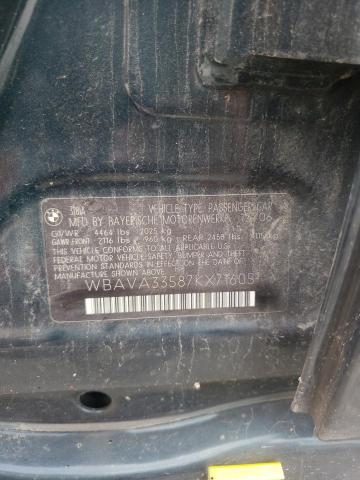 Photo 10 from auction – 2007 BMW 328 I with VIN WBAVA33587KX71605