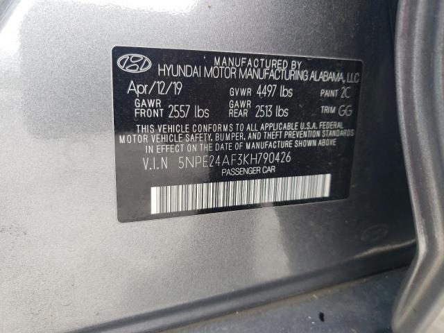 Photo 10 from auction – 2019 HYUNDAI SONATA SE with VIN 5NPE24AF3KH790426