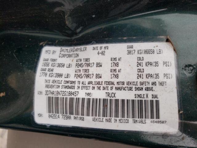 Фото 10 с аукциона – 2002 DODGE RAM 1500 с VIN 3D7HA18N72G180457