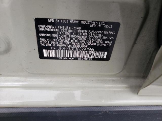 Photo 10 from auction – 2015 SUBARU XV CROSSTR with VIN JF2GPADC3F8293568
