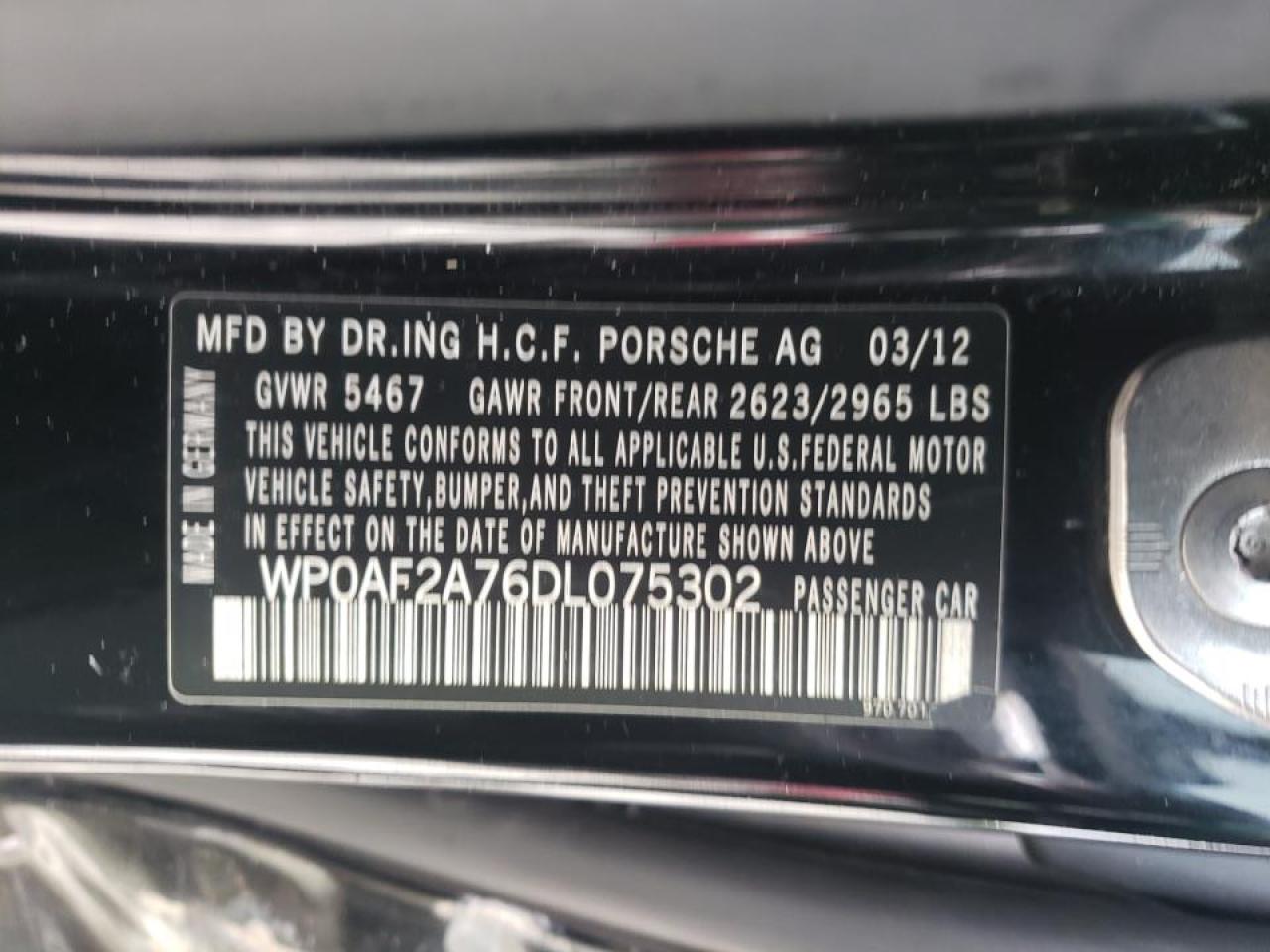 Photo 10 from auction – 2013 PORSCHE PANAMERA G with VIN WP0AF2A76DL075302