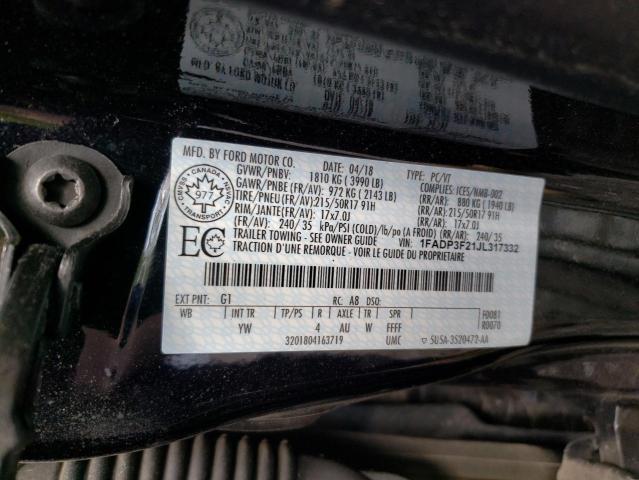 Photo 10 from auction – 2018 FORD FOCUS SE with VIN 1FADP3F21JL317332