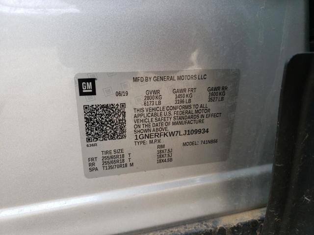 Photo 10 from auction – 2020 CHEVROLET TRAVERSE L with VIN 1GNERFKW7LJ109934