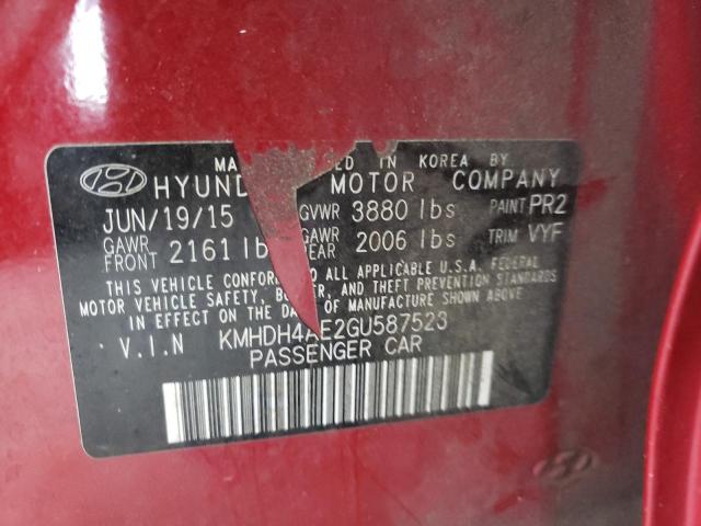 Photo 10 from auction – 2016 HYUNDAI ELANTRA SE with VIN KMHDH4AE2GU587523