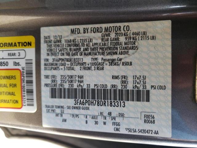 Photo 10 from auction – 2013 FORD FUSION SE with VIN 3FA6P0H78DR183313