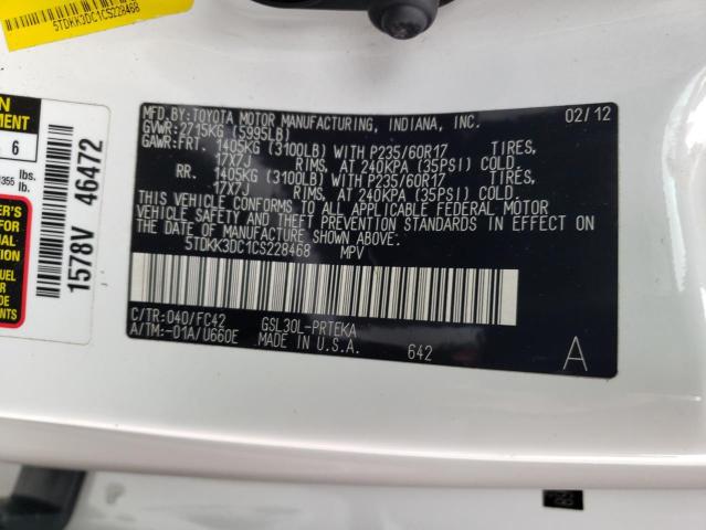 Photo 10 from auction – 2012 TOYOTA SIENNA LE with VIN 5TDKK3DC1CS228468