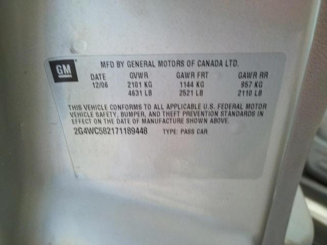 BUICK LACROSSE C 2007 with VIN 2G4WC582171189448 - Photo from auction