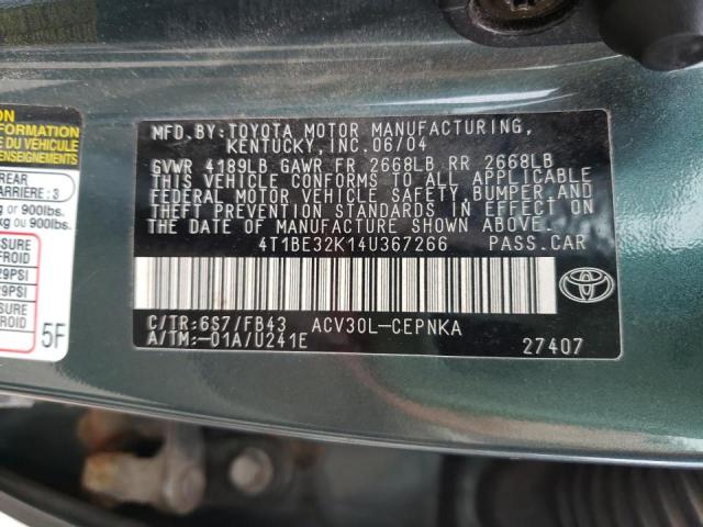 Photo 10 from auction – 2004 TOYOTA CAMRY LE with VIN 4T1BE32K14U367266