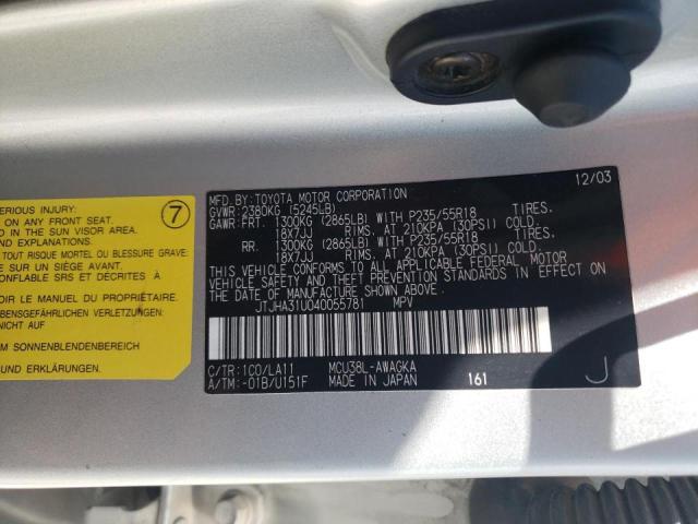 Photo 10 from auction – 2004 LEXUS RX 330 with VIN JTJHA31U040055781