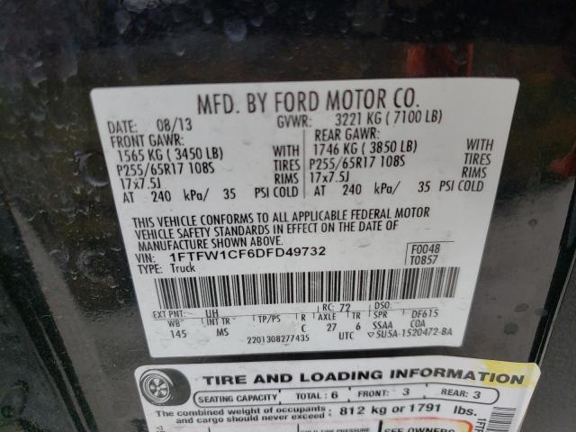 Photo 10 from auction – 2013 FORD F150 SUPER with VIN 1FTFW1CF6DFD49732
