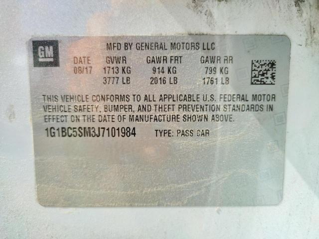 Photo 10 from auction – 2018 CHEVROLET CRUZE LS with VIN 1G1BC5SM3J7101984