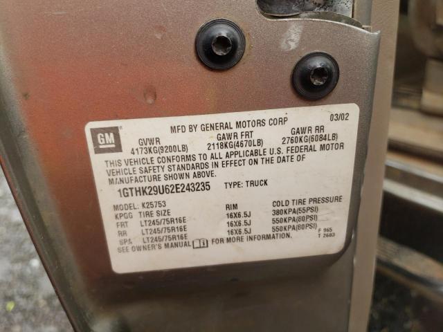 Photo 10 from auction – 2002 GMC SIERRA K25 with VIN 1GTHK29U62E243235