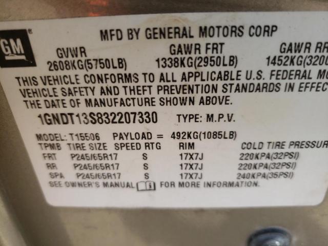 Photo 10 from auction – 2003 CHEVROLET TRAILBLAZE with VIN 1GNDT13S832207330