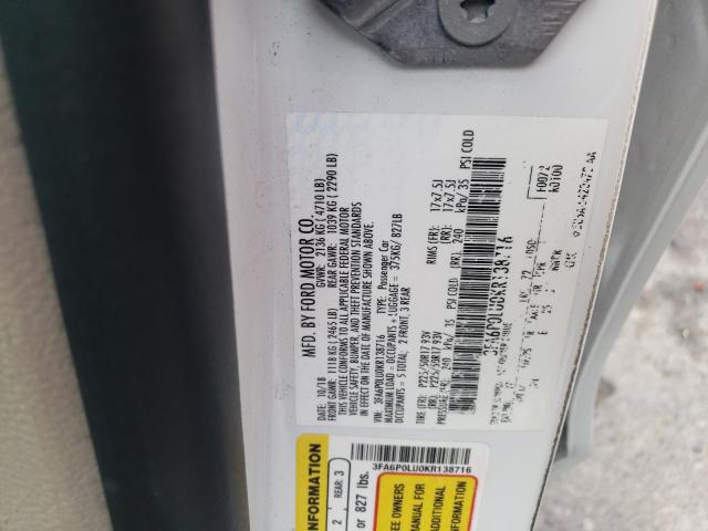Photo 10 from auction – 2019 FORD FUSION SE with VIN 3FA6P0LU0KR138716