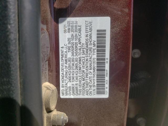 Photo 10 from auction – 2021 HONDA PASSPORT E with VIN 5FNYF7H53MB013570