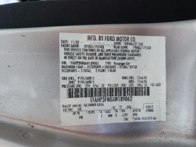 Photo 10 from auction – 2010 FORD FOCUS SE with VIN 1FAHP3FN0AW189062