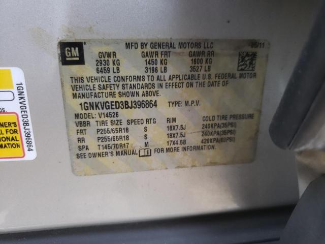 Photo 10 from auction – 2011 CHEVROLET TRAVERSE L with VIN 1GNKVGED3BJ396864