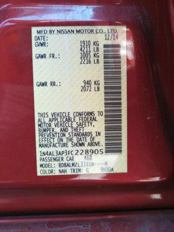 Photo 10 from auction – 2015 NISSAN ALTIMA 2.5 with VIN 1N4AL3AP3FC228905