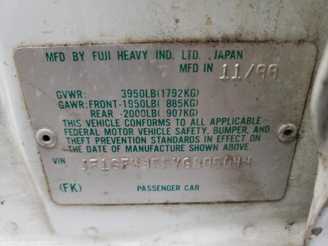 Photo 10 from auction – 2000 SUBARU IMPREZA L with VIN JF1GF4355YG805044