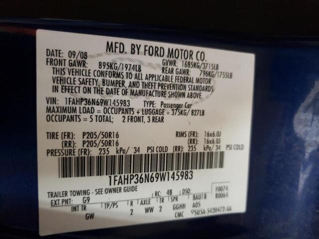 Photo 9 from auction – 2009 FORD FOCUS SES with VIN 1FAHP36N69W145983