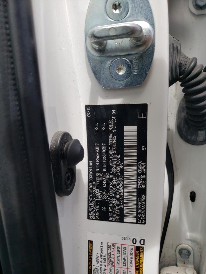 Photo 10 from auction – 2016 TOYOTA 4RUNNER SR with VIN JTEBU5JR4G5284362
