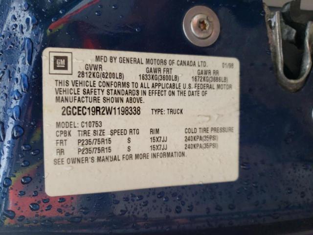 Photo 10 from auction – 1998 CHEVROLET GMT-400 C1 with VIN 2GCEC19R2W1198338
