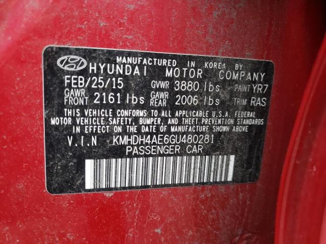 Photo 10 from auction – 2016 HYUNDAI ELANTRA SE with VIN KMHDH4AE6GU480281