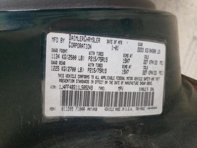 Photo 10 from auction – 2001 JEEP CHEROKEE S with VIN 1J4FF48S11L585249