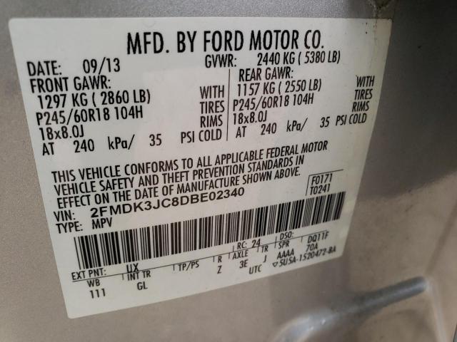 Photo 10 from auction – 2013 FORD EDGE SEL with VIN 2FMDK3JC8DBE02340