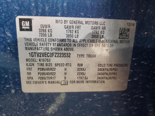 Photo 10 from auction – 2015 GMC SIERRA K15 with VIN 1GTV2VEC0FZ223532