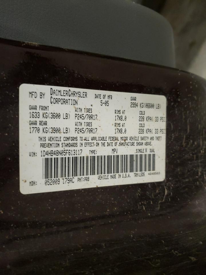 Photo 10 from auction – 2005 DODGE DURANGO SL with VIN 1D4HB48N05F613117
