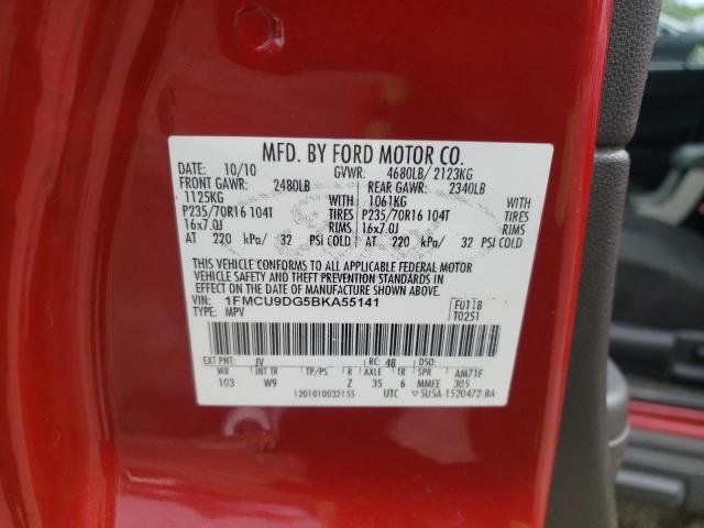 Photo 10 from auction – 2011 FORD ESCAPE XLT with VIN 1FMCU9DG5BKA55141