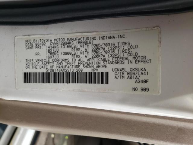Photo 10 from auction – 2002 TOYOTA SEQUOIA LI with VIN 5TDBT48AX2S131280