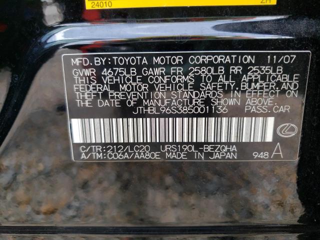 Foto 10 de la subasta – 2008 LEXUS GS 460 con VIN JTHBL96S385001136