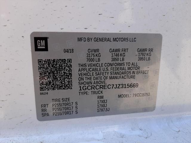 Photo 10 from auction – 2018 CHEVROLET SILVERADO with VIN 1GCRCREC7JZ315669