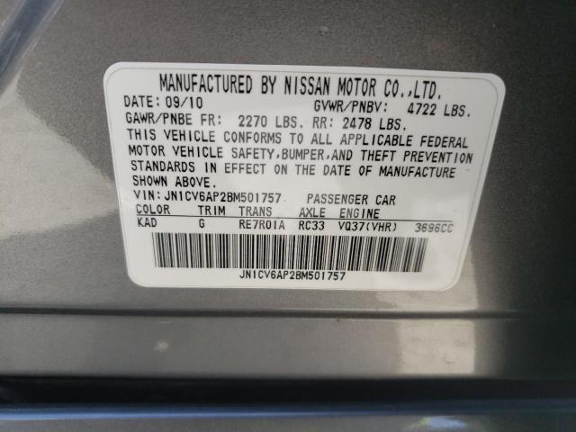 Photo 10 from auction – 2011 INFINITI G37 BASE with VIN JN1CV6AP2BM501757