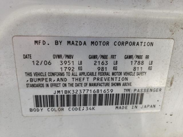 Photo 10 from auction – 2007 MAZDA 3 S with VIN JM1BK323771681659