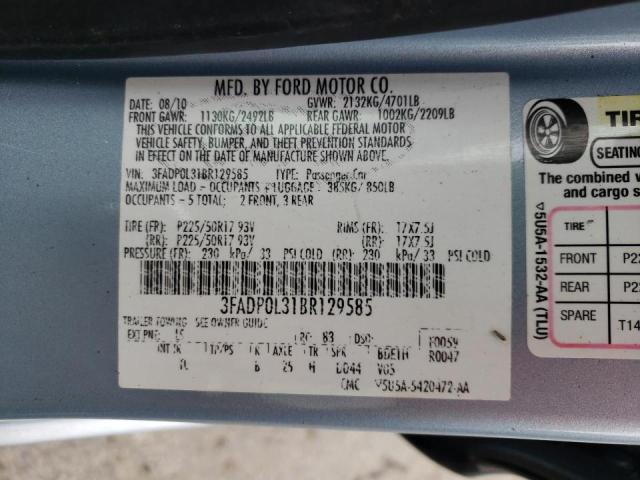 Photo 10 from auction – 2011 FORD FUSION HYB with VIN 3FADP0L31BR129585