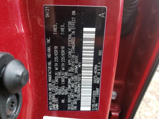 Photo 10 from auction – 2021 TOYOTA HIGHLANDER with VIN 5TDGZRBH0MS110013
