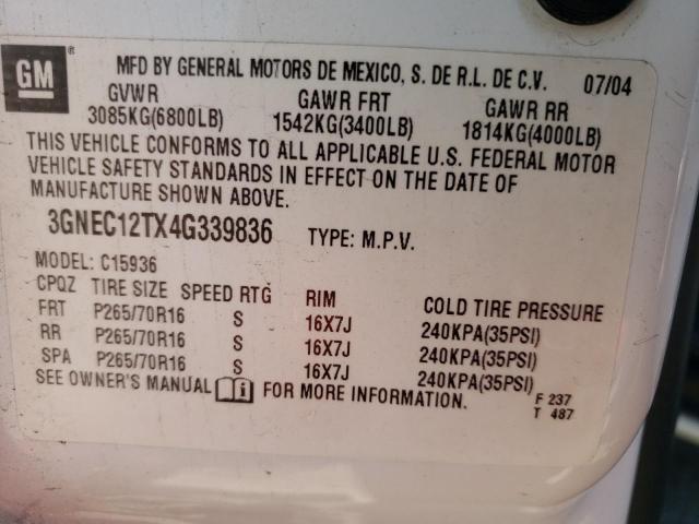 Photo 10 from auction – 2004 CHEVROLET AVALANCHE with VIN 3GNEC12TX4G339836