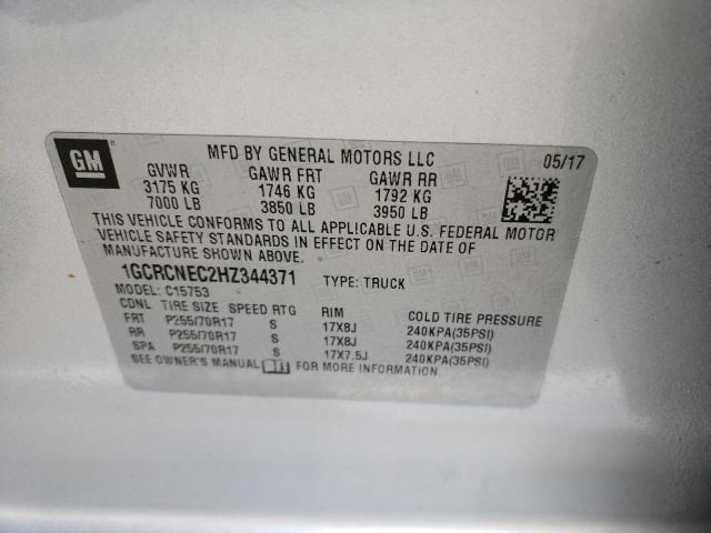 Photo 10 from auction – 2017 CHEVROLET SILVERADO with VIN 1GCRCNEC2HZ344371