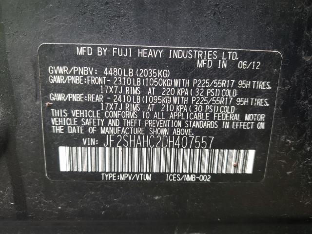 SUBARU FORESTER T 2013 with VIN JF2SHAHC2DH407557 - Photo from auction
