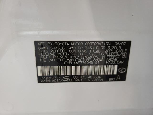 Photo 10 from auction – 2007 LEXUS LS 460 with VIN JTHBL46F775045161