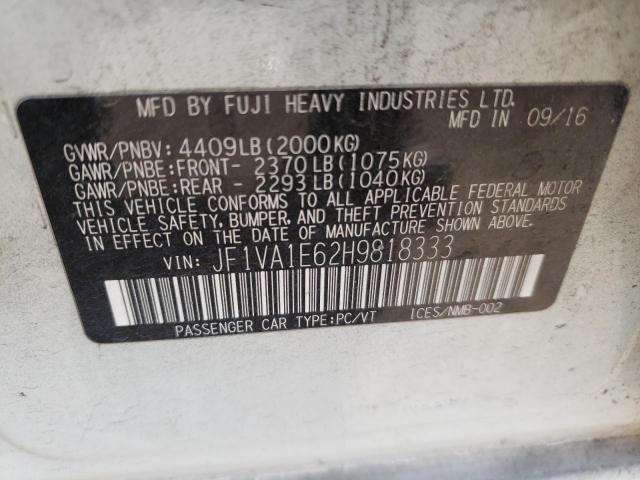 Photo 10 from auction – 2017 SUBARU WRX PREMIU with VIN JF1VA1E62H9818333