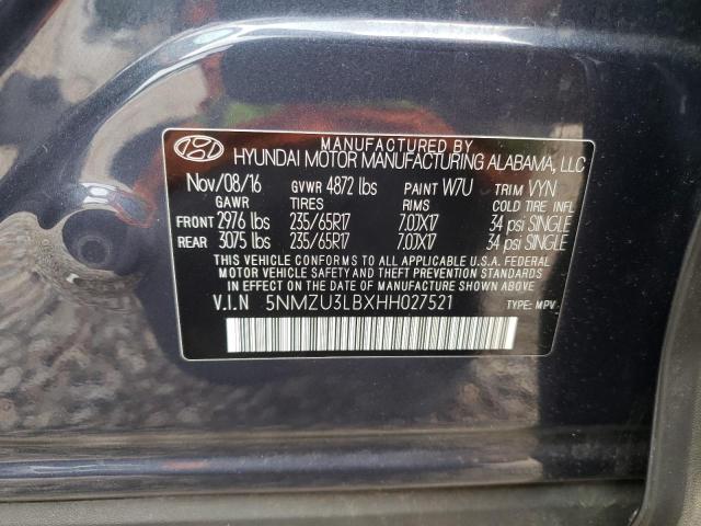 Photo 10 from auction – 2017 HYUNDAI SANTA FE S with VIN 5NMZU3LBXHH027521