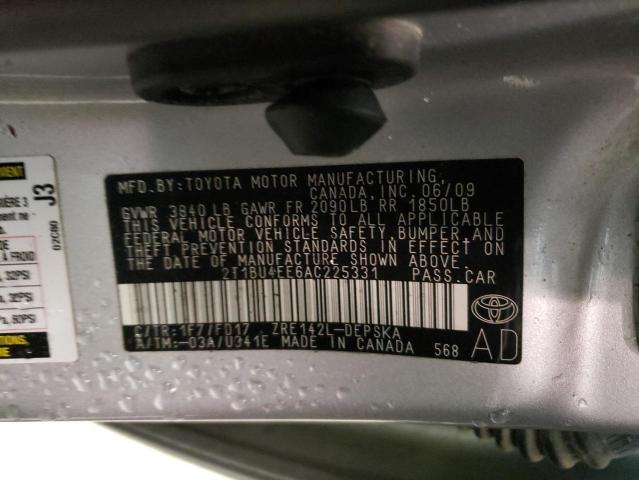 Photo 10 from auction – 2010 TOYOTA COROLLA BA with VIN 2T1BU4EE6AC225331
