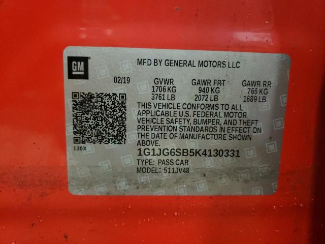 Photo 8 from auction – 2019 CHEVROLET SONIC with VIN 1G1JG6SB5K4130331